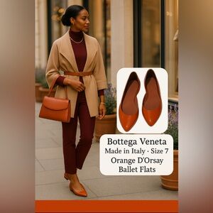 Bottega Veneta made in Italy sz 7 orange ballet flats D’Ordsay